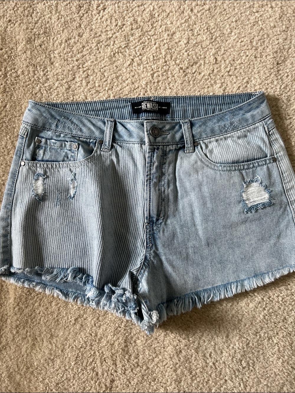 Rewash Light Blue Distressed Denim Shorts